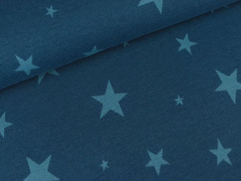 Reststück 92cm - Feinstrick Yaren Sterne jeansblau
