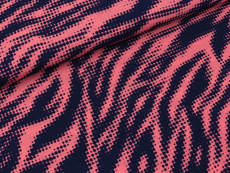 Reststück 59cm - Viskosestoff Tiger Dots dunkelblau-rouge by Thorsten Berger