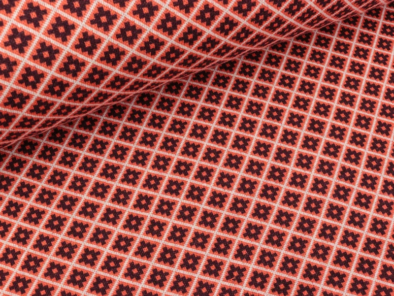 Reststück 80cm - Hamburger Liebe 3 Farb-Jacquardjersey Mono Ikat Mini luce rosso