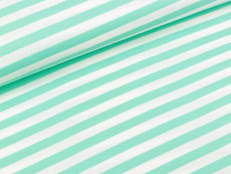 Reststück 49cm - Polo Me Piqué Stripes weiß-verdino by Hamburger Liebe