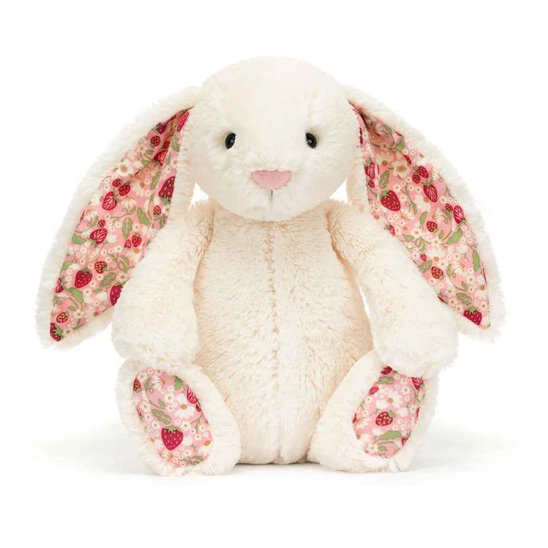 Plüschhase mit Blumenöhrchen Berry – cremefarben, 18 cm, musikalisch – Freunde