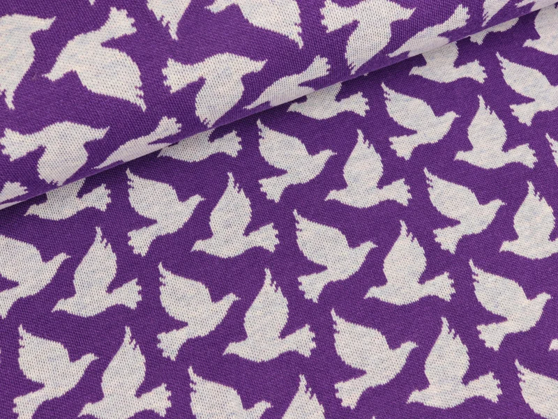 Reststück 26cm - Hamburger Liebe 2 Farb-Jacquardjersey Melange Doves Fly violaceo-stella
