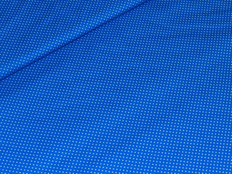 Reststück 55cm - STENZO Baumwollstoff Pünktchen weiß auf türkis