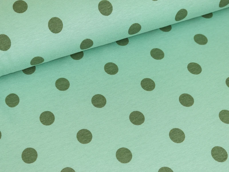 Reststück 70cm - Wintersweat Alpenfleece mint Dots grün