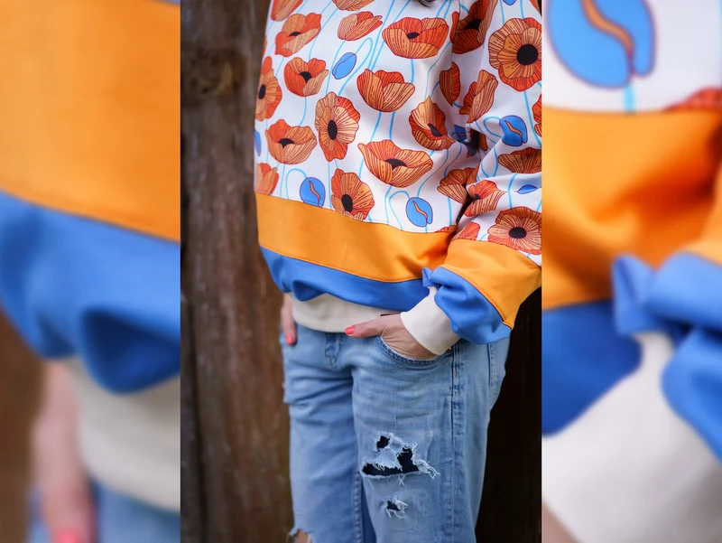 Reststück 12cm - Hamburger Liebe Baumwolljersey Wonderland Poppies papaia-nude auf Meringa