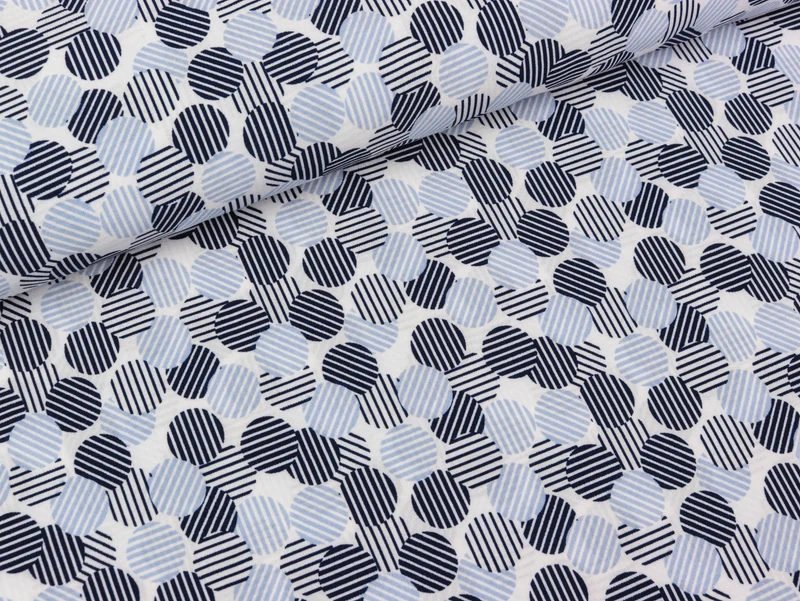 Reststück 37cm - Supersoft Jersey Dots dunkelblau-hellblau auf Weiß