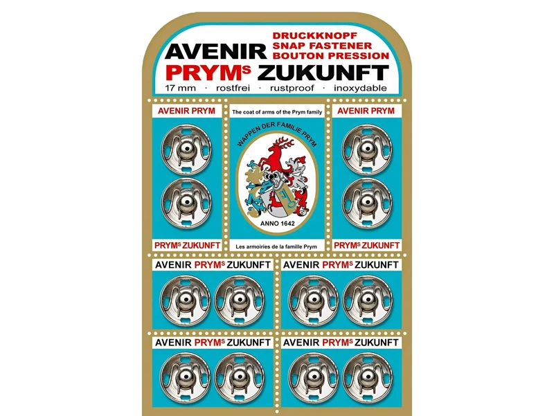 Prym 341220 Annäh-Druckknöpfe Messing Ø 17mm silberfarbig - 12 Stück