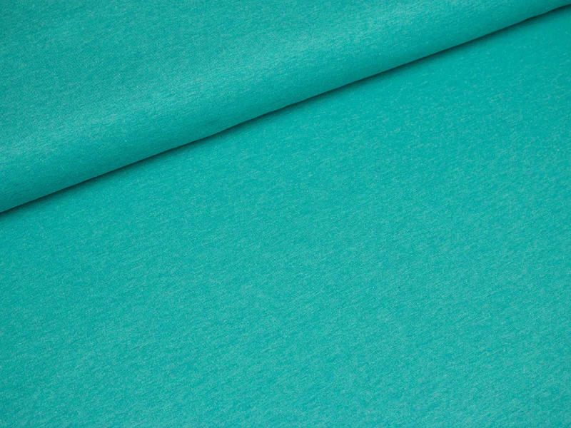 Reststück 28cm - Baumwollsweat Jenna aquamarin meliert uni