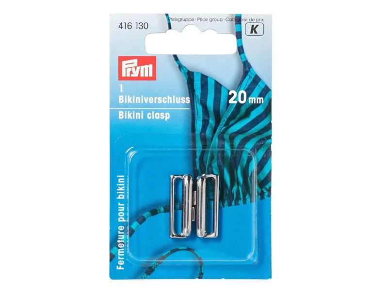 Prym 416130 Bikiniverschluss 20mm Metall silberfarbig