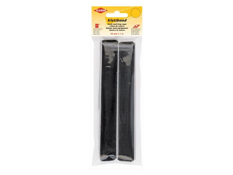 Kleiber 81901 Klettband selbstklebend oder zum Annähen schwarz - 25mm x 1m