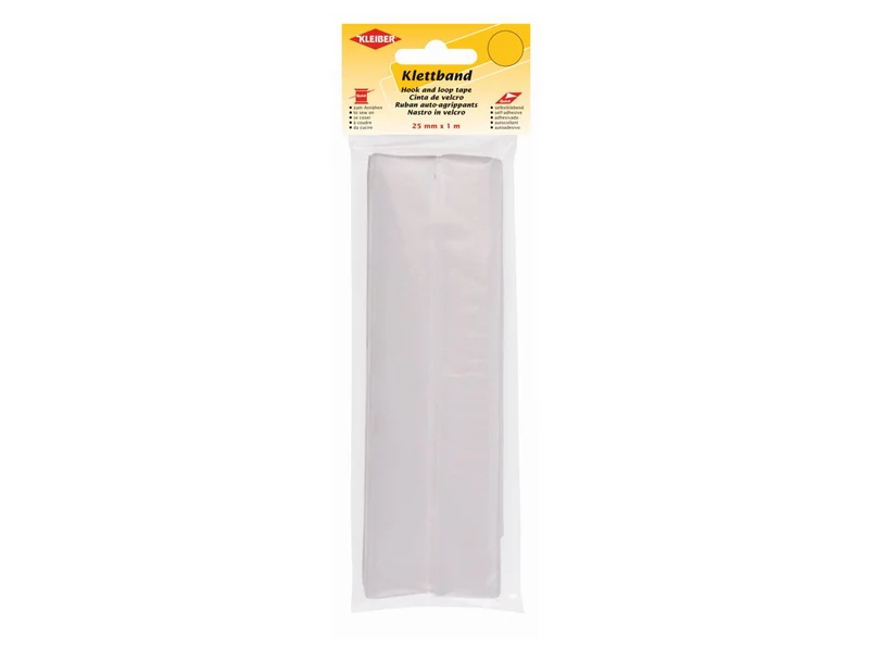 Kleiber 81902 Klettband selbstklebend oder zum Annähen weiß - 25mm x 1m