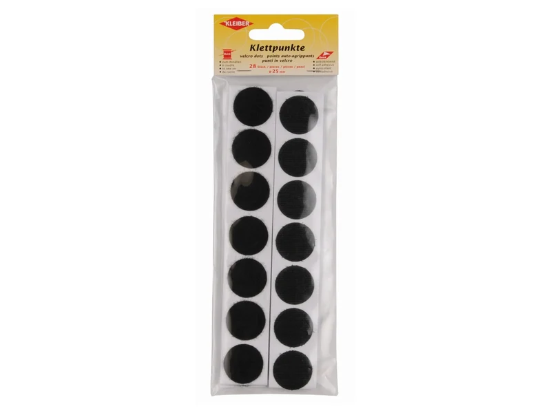 Kleiber 81903 Klettpunkte groß selbstklebend oder zum Annähen schwarz - ⌀ 25mm - 28 Stück