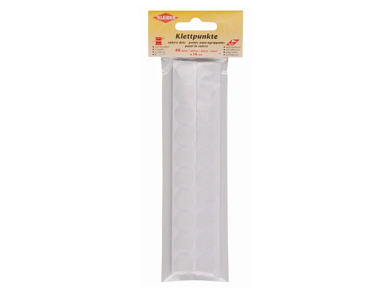 Kleiber 81906 Klettpunkte klein selbstklebend oder zum Annähen weiß - ⌀ 16mm - 40 Stück