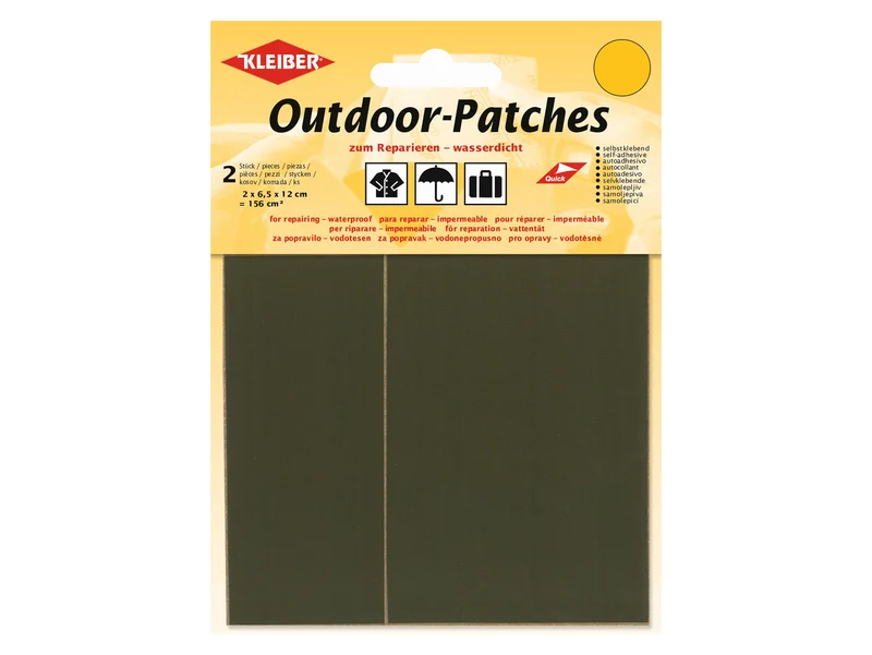 Kleiber 43206 Outdoor-Patches selbstklebend wasserdicht oliv - 6,5 x 12cm - 2 Stück