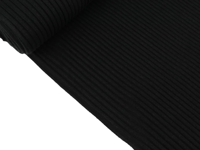 Reststück 10cm - Heavy Bündchen Rippen schwarz uni Schlauchware