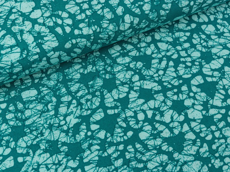 Reststück 84cm - Viskose Webware Chally Spot Batic Print mint-petrol