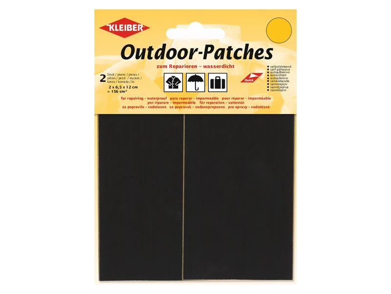 Kleiber 43207 Outdoor-Patches selbstklebend wasserdicht schwarz - 6,5 x 12cm - 2 Stück