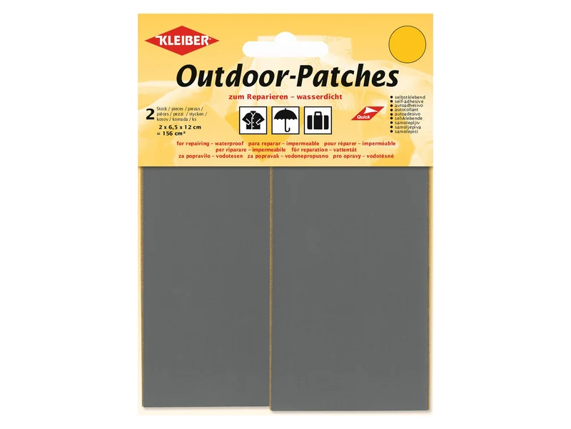 Kleiber 43208 Outdoor-Patches selbstklebend wasserdicht hellgrau - 6,5 x 12cm - 2 Stück