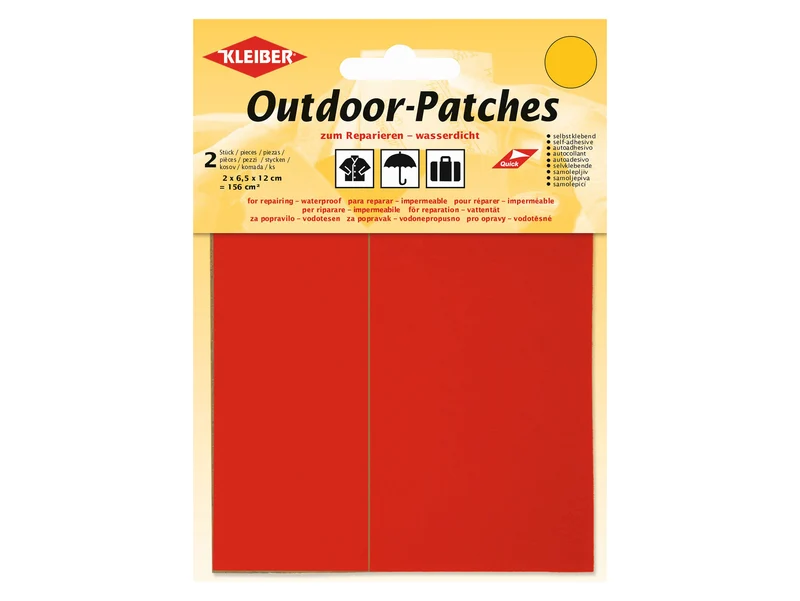 Kleiber 43210 Outdoor-Patches selbstklebend wasserdicht rot - 6,5 x 12cm - 2 Stück