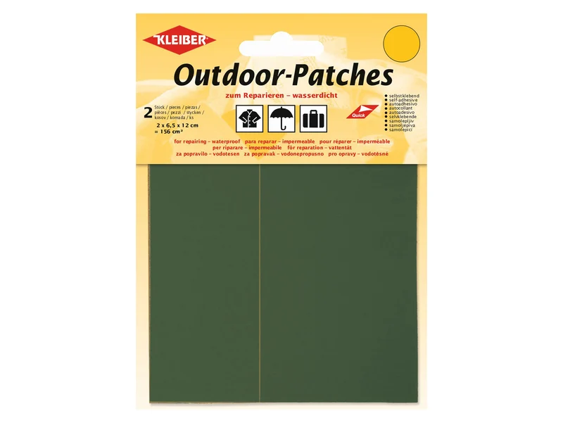 Kleiber 43215 Outdoor-Patches selbstklebend wasserdicht khaki - 6,5 x 12cm - 2 Stück