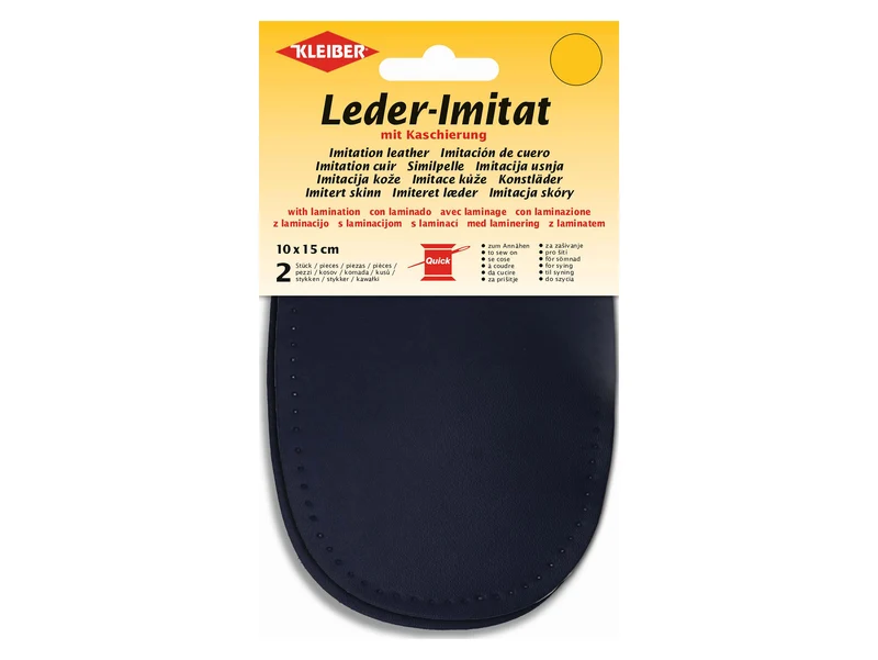 Kleiber 89404 Leder-Imitat Flecken mit Kaschierung zum Annähen vorgelocht - marine - ca. 10cm x 15cm - 2 Stück