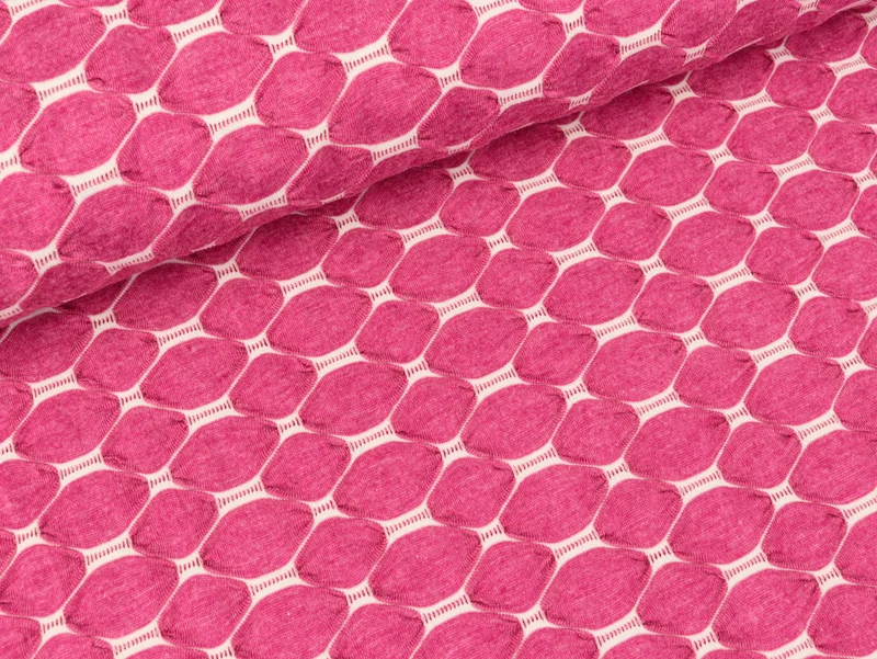Reststück 45cm - Viscosejersey Rauten pink-weiß