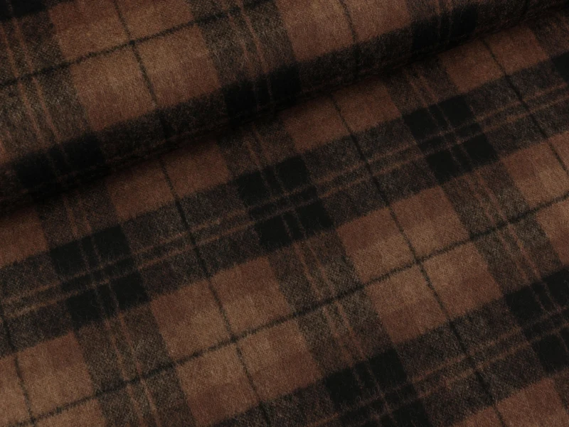 Reststück 21cm - Flanelltweed Eros cognac-schwarz