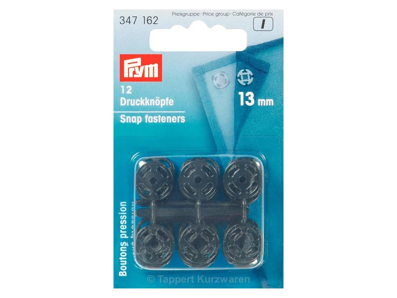 Prym 347162 Annäh-Druckknöpfe Kunststoff Ø 13mm schwarz - 12 Stück
