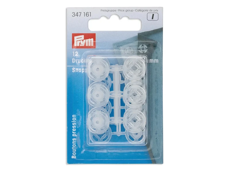 Prym 347161 Annäh-Druckknöpfe Kunststoff Ø 13mm transparent - 12 Stück
