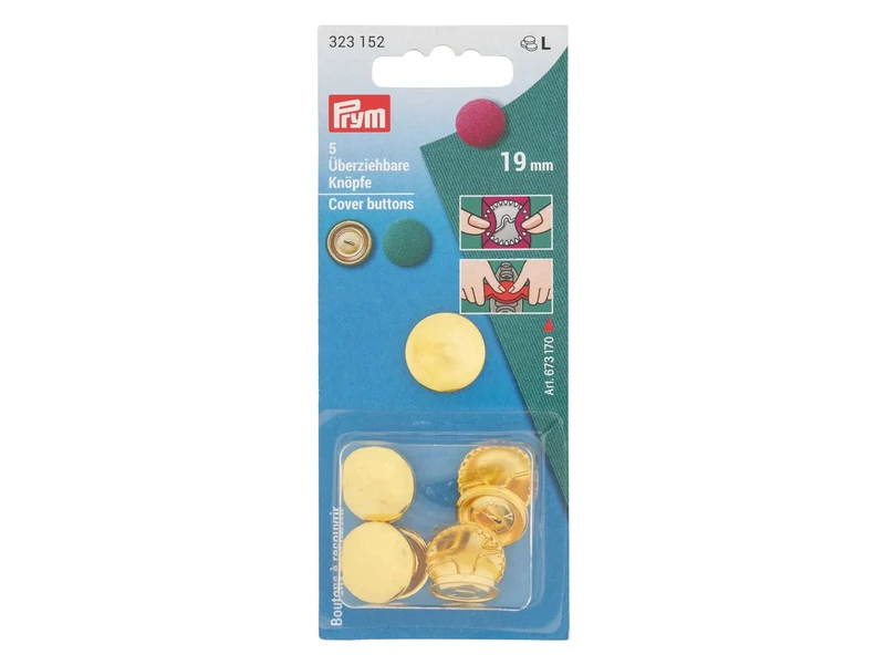 Prym 323152 Überziehbare Knöpfe aus Metall Ø 19mm - 5 Stück