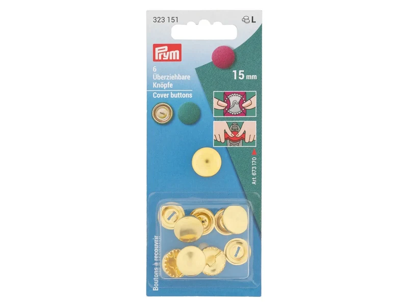 Prym 323151 Überziehbare Knöpfe aus Metall Ø 15mm - 6 Stück