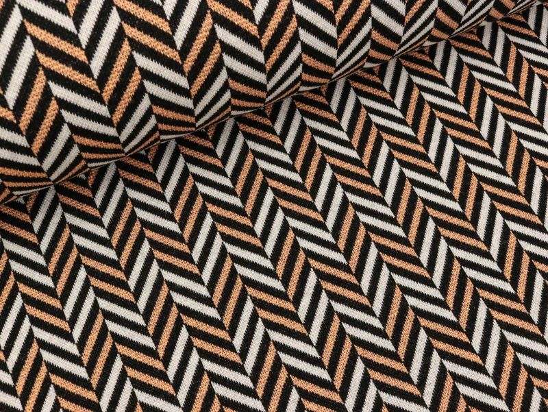 Reststück 38cm - Hamburger Liebe Jacquard Glow Herringbone schwarz-melone-winterweiß-kupfer