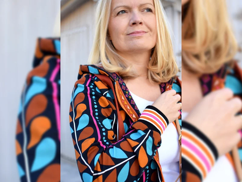 Reststück 38cm - Hamburger Liebe Baumwollsweat Evermore Believe schwarz-türkis-bunt