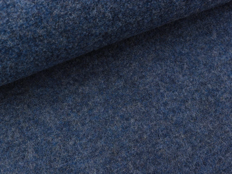 Reststück 19cm - Gekochte Wolle Naomi jeansblau meliert Wollwalk