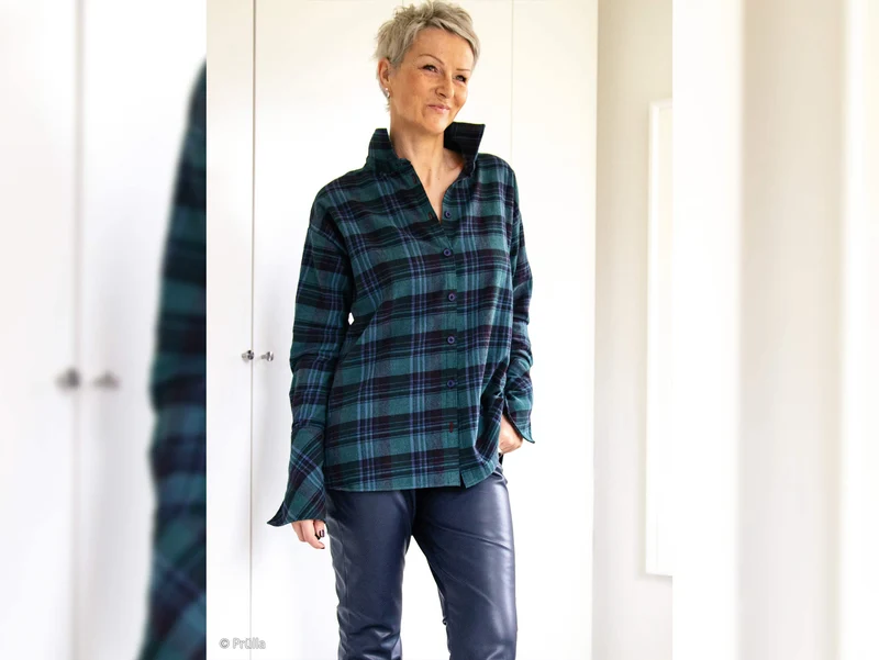 Reststück 39cm - Baumwollflanell Karolina Karomuster dunkelgrün-jeansblau