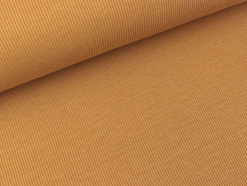 Reststück 60cm - Baumwolljersey Fein Rib Florida caramel uni
