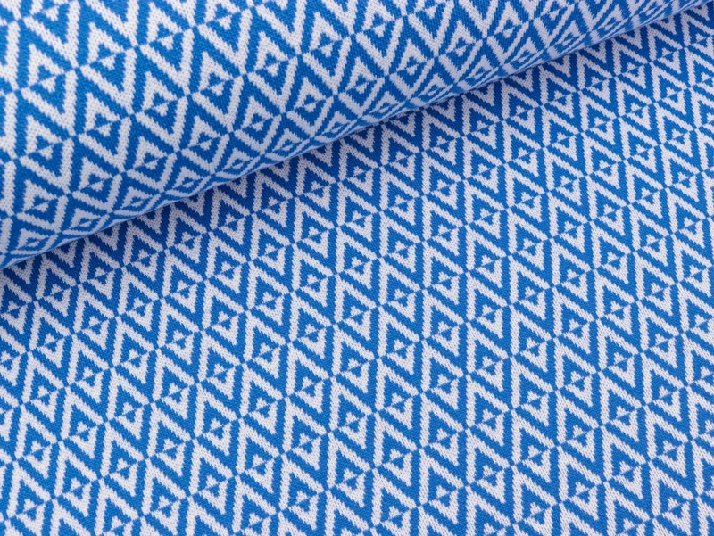 Reststück 38cm - Hamburger Liebe 2 Farb-Jacquardjersey Weekender Diamond bluette-weiß