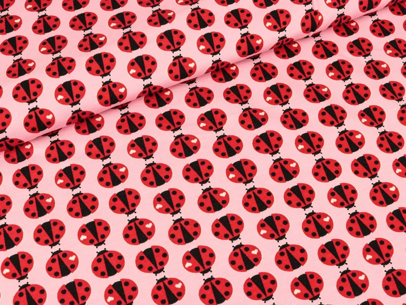 Reststück 11cm - Baumwolljersey Ladybird rosa by Cherry Picking