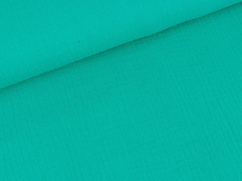 Reststück 30cm - Baumwoll Musselin Double Gauze smaragd uni
