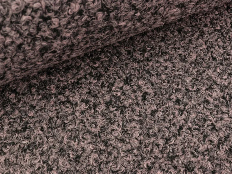 Reststück 16cm - Boucle Melange oldrose-schwarz meliert