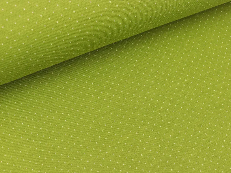 Reststück 12cm - Jacquard-Jersey Minipünktchen olivia-weiß