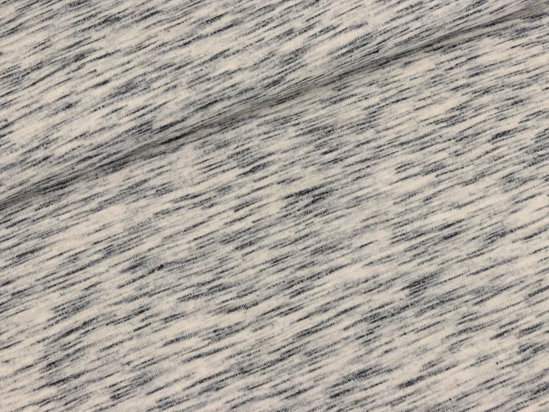 Reststück 20cm - Viscosejersey dunkelblau-weiß meliert