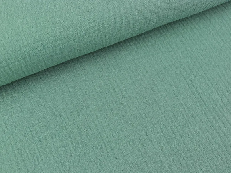 Reststück 10cm - Baumwoll Musselin Double Gauze Bambino oldmint uni
