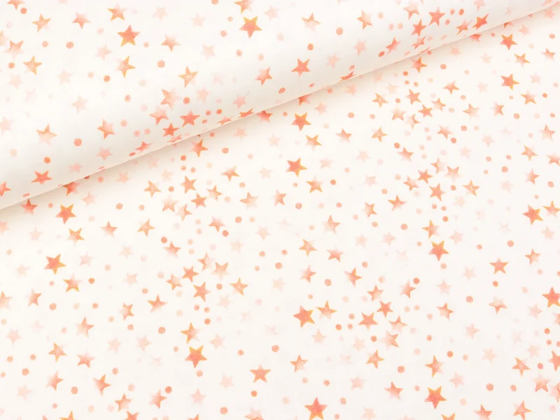 Reststück 36cm - Baumwolljersey Mini Summer Kleine Sterne apricot auf Weiß