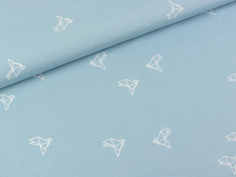 Reststück 21cm - Baumwollbatist Bye Bye Birdie blue jeans by Atelier Brunette