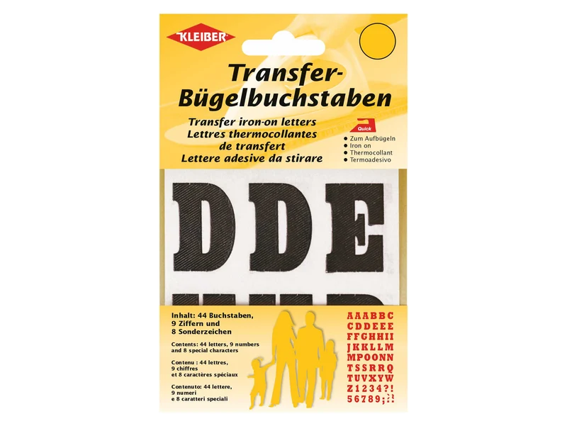 Kleiber 79002 Transfer-Bügelbuchstaben zum Aufbügeln schwarz - ca. 3,5cm - 44 Buchstaben, 9 Ziffern und 8 Sonderzeichen