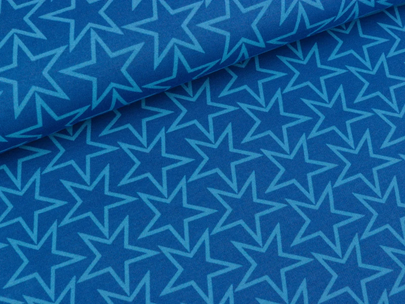 Reststück 35cm - Kuschelsweat Estrella Sterne blau-hellblau