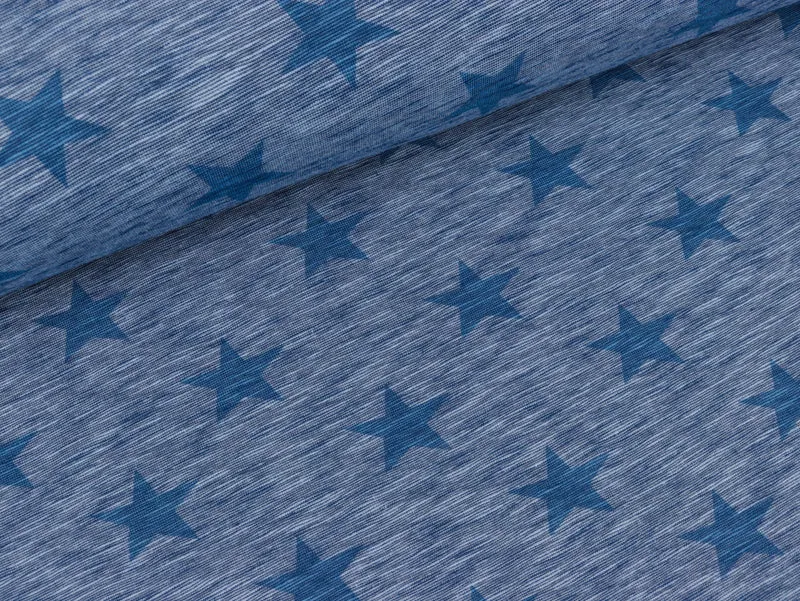 Reststück 33cm - Jersey Nadine Sterne rauchblau-blau meliert