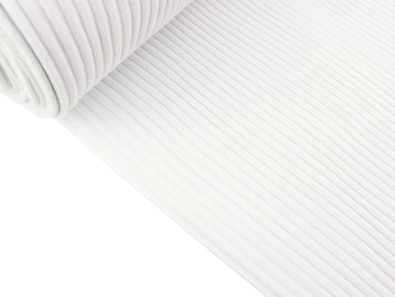 Reststück 12cm - Heavy Rib Bündchen weiß uni Schlauchware