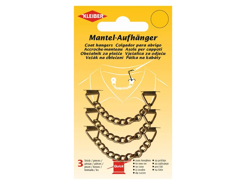 Kleiber 85933 Metall-Aufhänger 3er-Set - messing Antik - ca. 8,3cm x 1,1cm